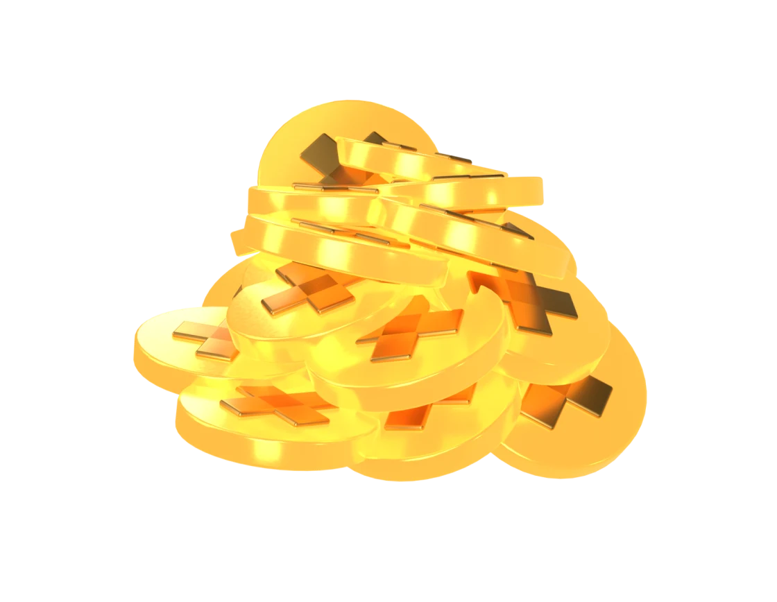 Pile of gold coins stamped with the Swiss cross